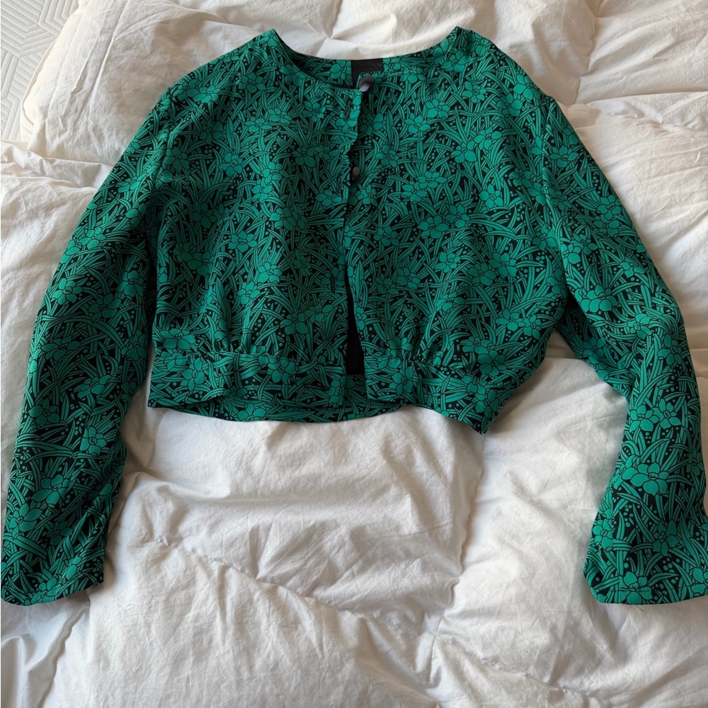 Green Patterned Women's Top